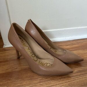 Sam Edelman Taupe Pointed-Toe Leather Pumps